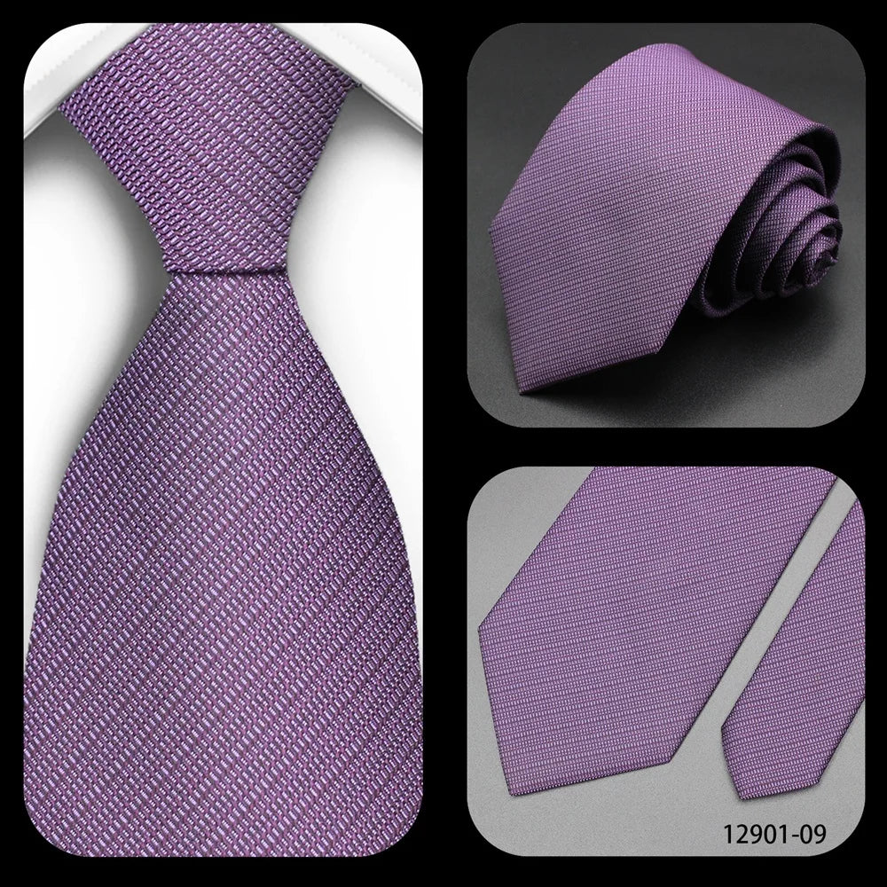 Men's Red Purple Plaid Tie stripe Handmade Woven Fashion Business Tie Geometric Style Polyester Silk Material for Wedding