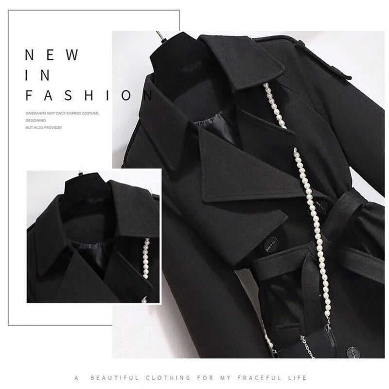 Femme Wool Jacket Women 2025 New Autumn Winter Coat Female Outerwear Short Windbreaker Long Sleeve Tops Black Overcoats