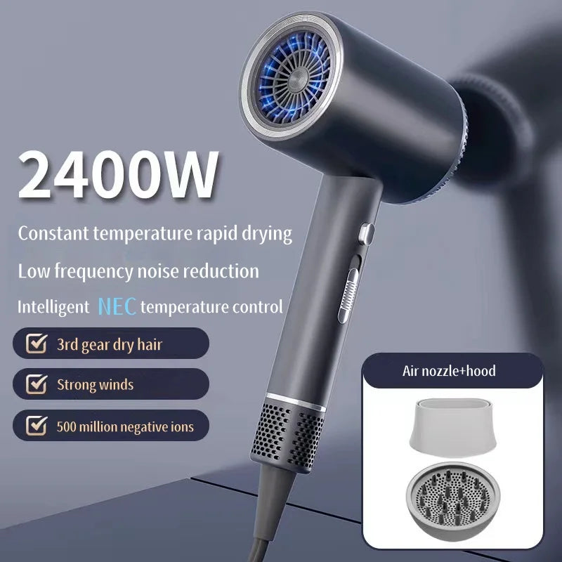 New 2400W High-Speed Hair Dryer With Blue Light Negative Ion Quick Drying And Silent Hair Care, Dedicated For Home Hair Salons