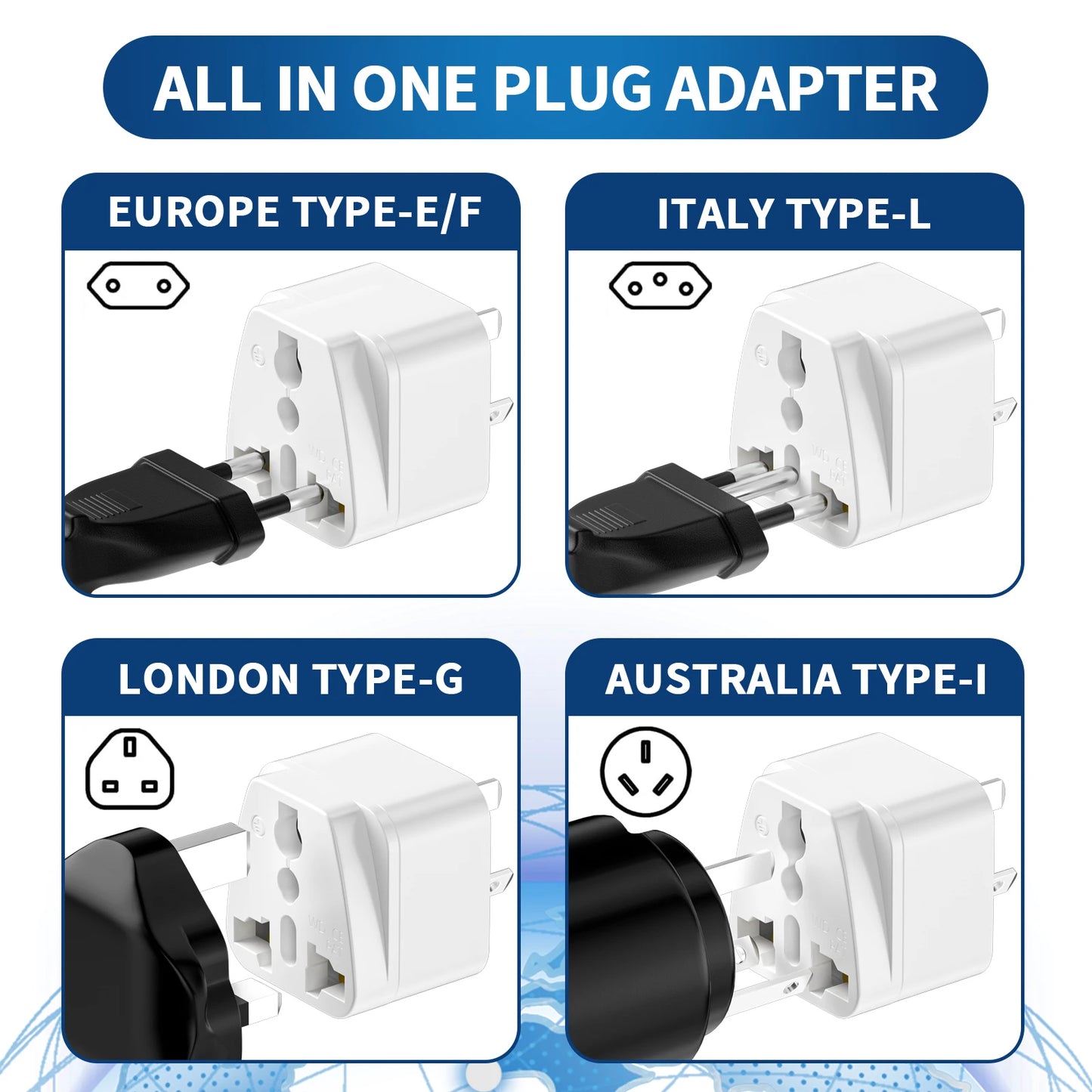 3pcs US Italy UK EU to AU Plug Adapter Universal Travel adapter Australia New Zealand Travel plug Power Converter Wall Charger