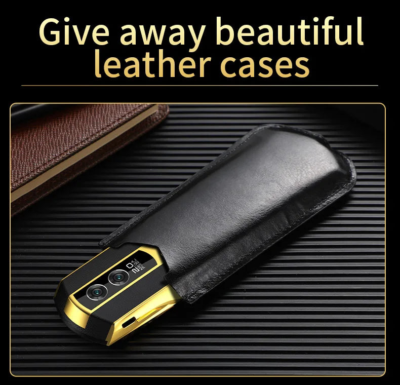 New Unlock V8 Bar Luxury Metal Handmade Phone Quad band Dual Sim Leather case Bluetooth FM Radio Push-button mobile phone