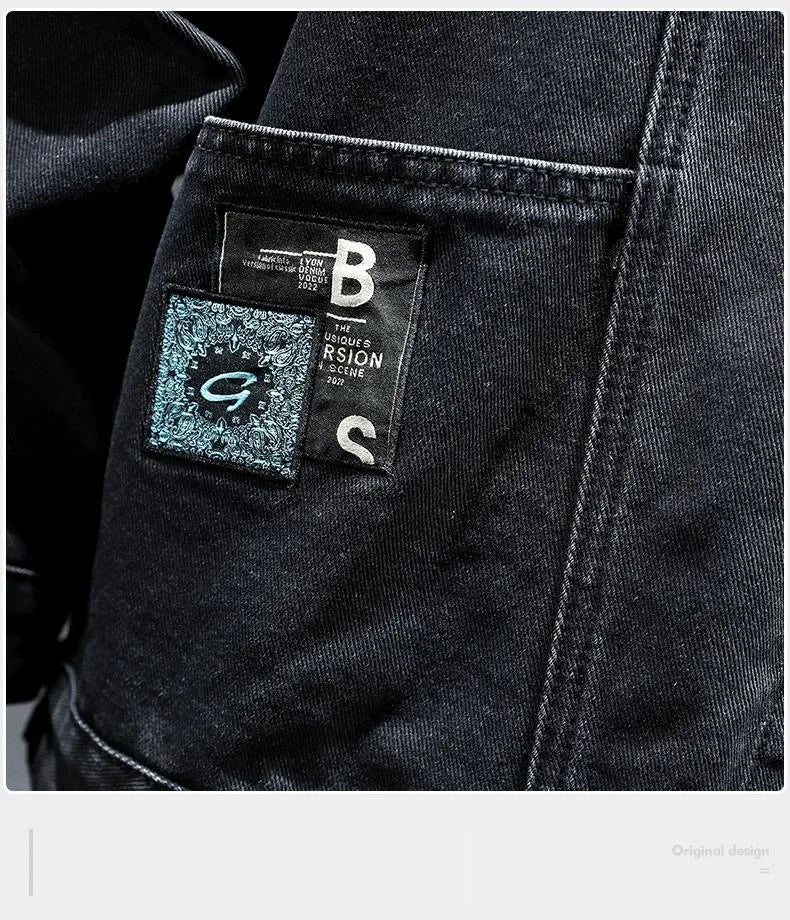 2024 Spring and Autumn New Fashion Solid Color Cotton Large Size Denim Jacket Men's Casual Relaxed Comfortable Breathable Jacket