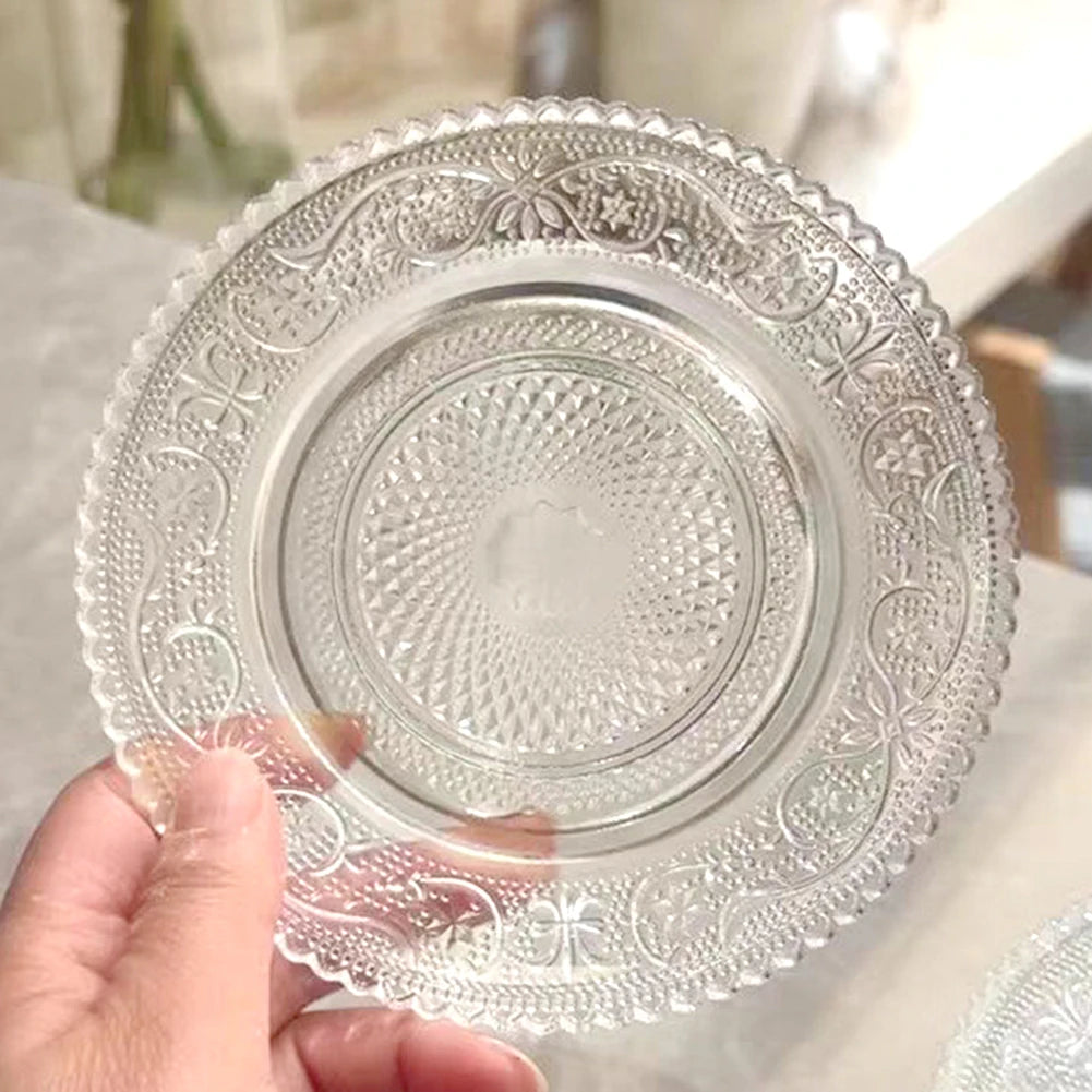 Glass Dinner Plates Washable Reusable Dessert Snack Plate For Party