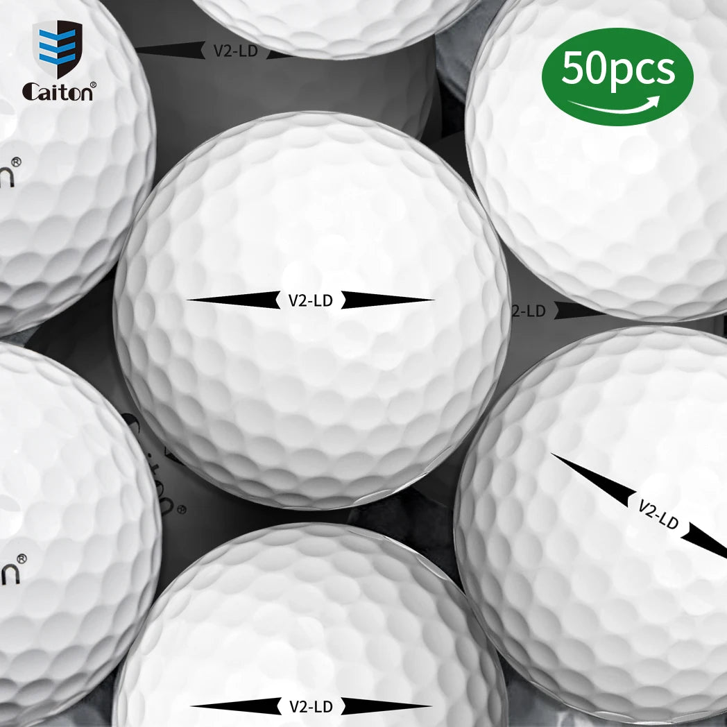 Caiton 50pcs 2-Layer Tournament Golf Balls, Soft Feel, Max Distance, Spin Control, Durable, Precision, Ideal for Training & Play