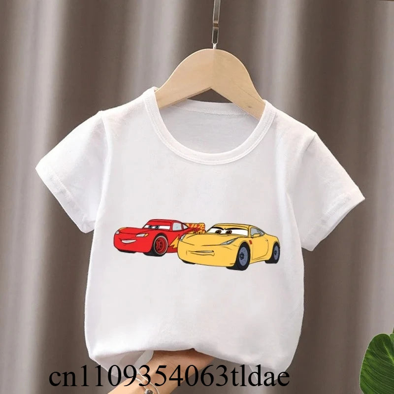 Hot Sale Car Pixar Lightning McQueen Print Cute Kids T-Shirts Girls Clothes Baby Boys Short Sleeve T Shirt Summer Children Tops