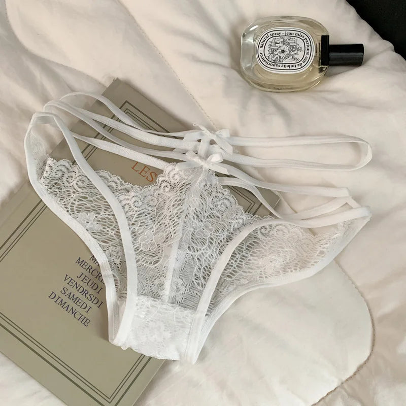 Women's Panties Solid Color Lace Panties Hollow Design Breathable Mesh Lingerie Sexy Underwear For Women