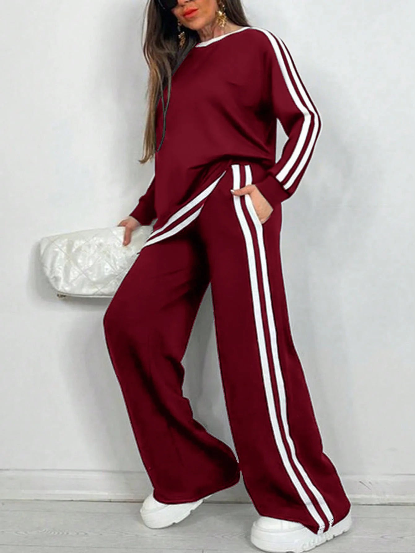 2025 Women's Sweat Suit Spring Autumn New Leisure Clothing Fashion Elegant Tops T-shirt Pants 2 Two Piece Set For Women