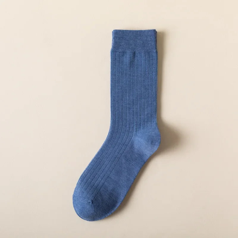 Men Cotton Socks High Quality Solid Color Business Crew Spring Autumn Knitting Mib Tube Ankle Long Breathable Casual Soft Socks