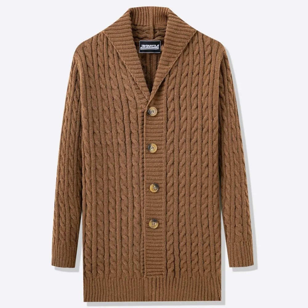 Cardigan Men Stand Collar Sweaters Coat Knitted Full Sleeve Single Breasted Solid Knit Thick Open Stitch Coats Autumn Winter