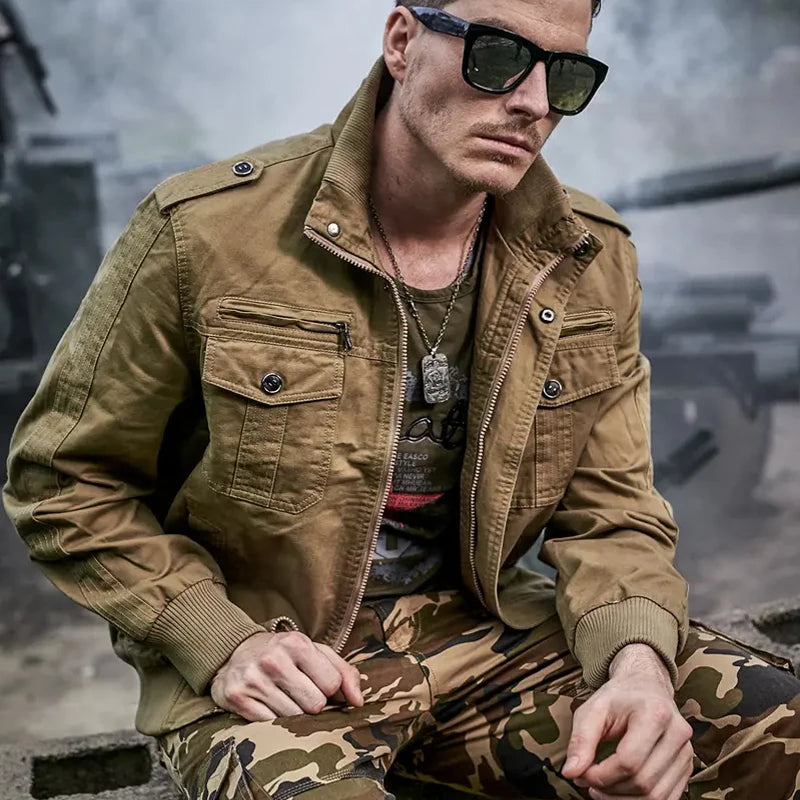 Big Size 6XL Army Cargo Jackets Men Spring Autumn Military Multi-pocket Bomber Coats Male Stand Collar Air Force Tactical Jacket