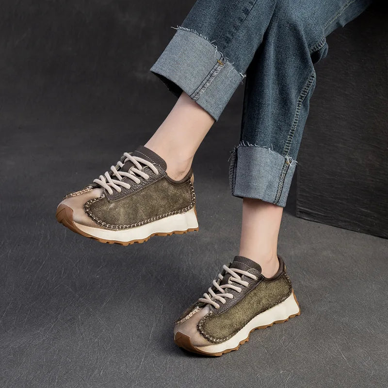 Koznoy 3cm Suede Cow Genuine Leather Mixed Color Preppy Girl Vulcanize Platform Wedge Summer Ladies Spring Autumn Comfy Fashion