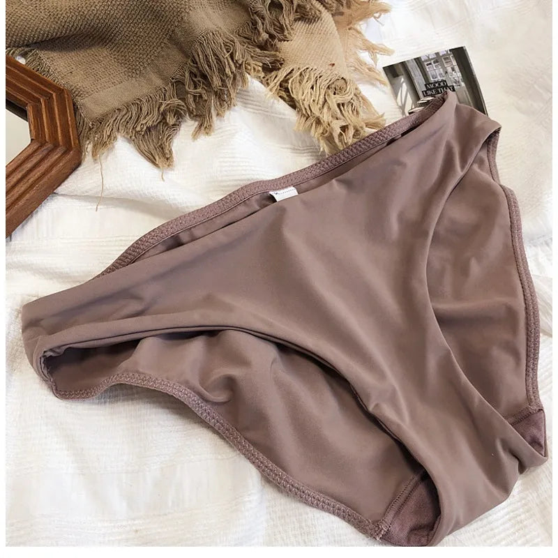 9 Color Women Seamless Panties Sexy Low Waist Milk Silk Comfort Breathable Briefs Buttock Cover Basic Shorts Ladies Lingerie