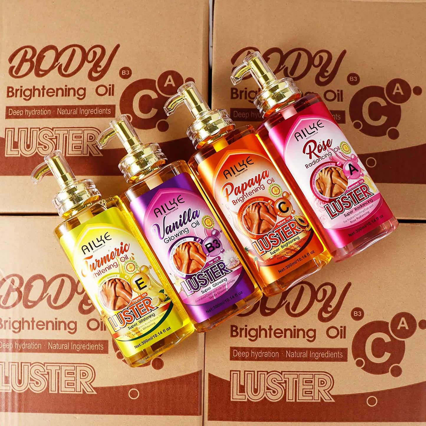 AILKE Whitening Body Oil, Moisturizing, Nourishing, Glowing, Brighten, Smooth Skin, Reduce Dark Spots, For All Skin Types, 300ml