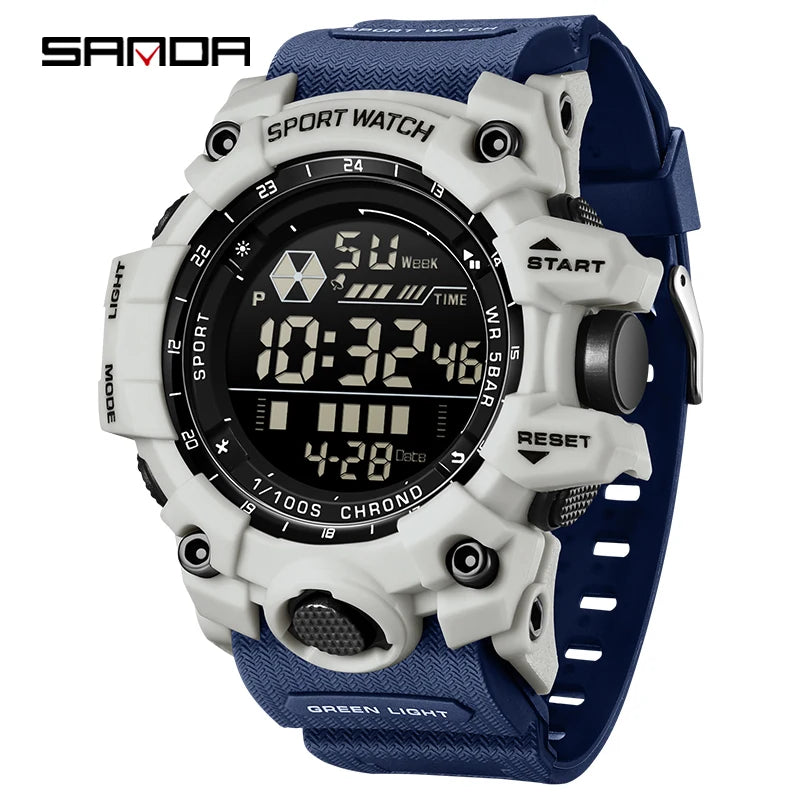 SANDA Outdoor Sports Men Watch Waterproof LED Analog Digital Show Multifunction Big Dial Electronic Wristwatch G style Male Cloc