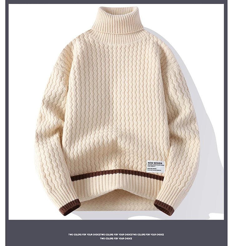 2024 Autumn Men's wool pullovers Men's Solid color high collar Sweater  mens thicken Warm Men Knitted Sweater full size M-4XL