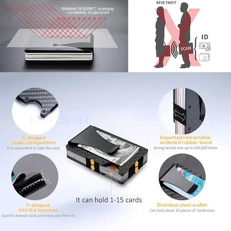 1PC ANTI RFID Blocking Minimalist Card Holder Wallet for Men 2025 Slim Mini Fashion Wallet - Metal Wallet with Money Clip Unisex