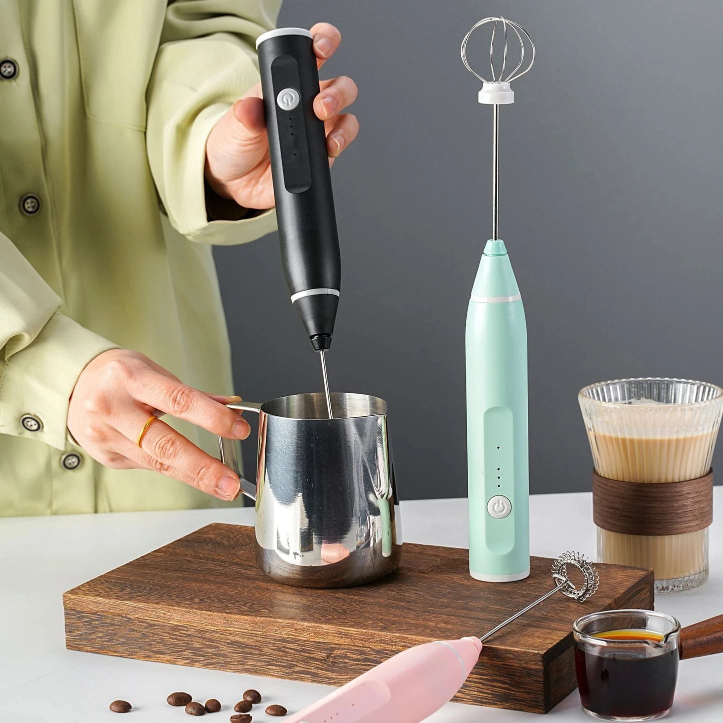 Electric egg beater, milk frother, 3-speed USB charging handheld cream mixer, cream stick, kitchen tool, food mixer