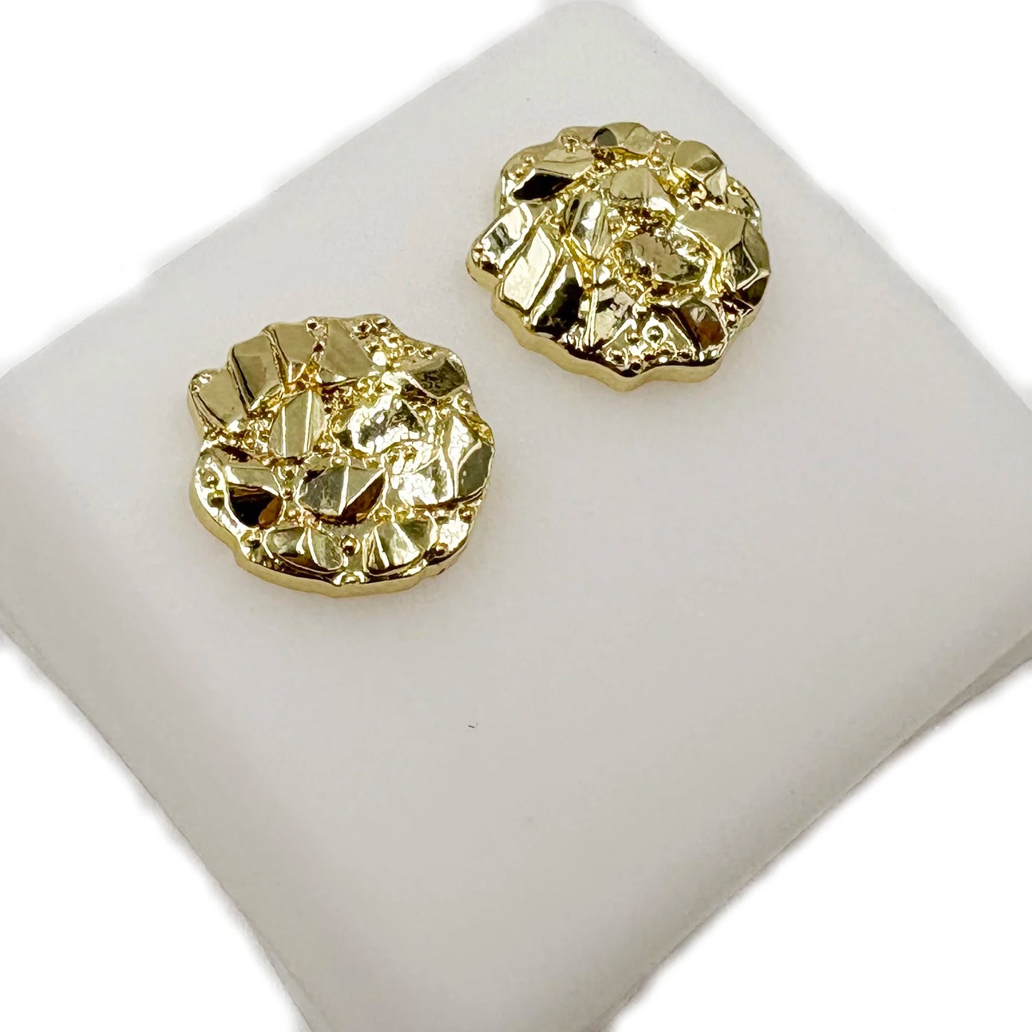 14k Gold Plated 12mm round Stud Earrings for Men And Women Fashion Jewelry Irregular Geometric Shape Gold Nugget Earrings