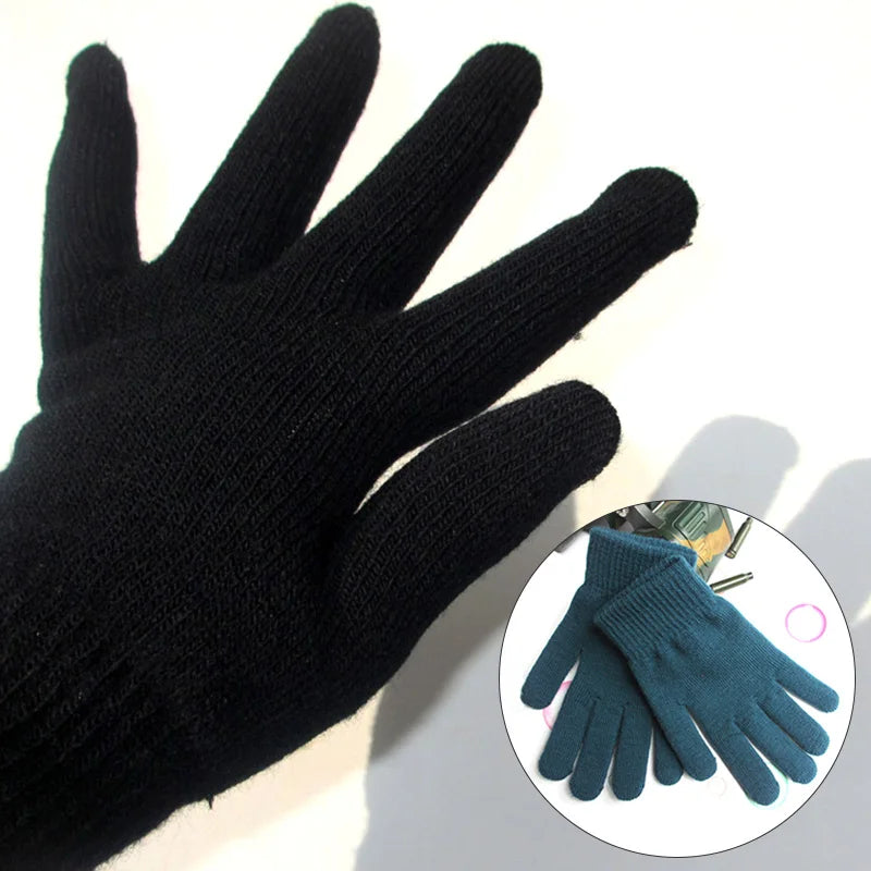 Women Knitted Gloves Autumn Hand Warmer Winter Thicken Full Finger Mittens Short Wrist Warm Gloves Unisex Outdoor Gloves