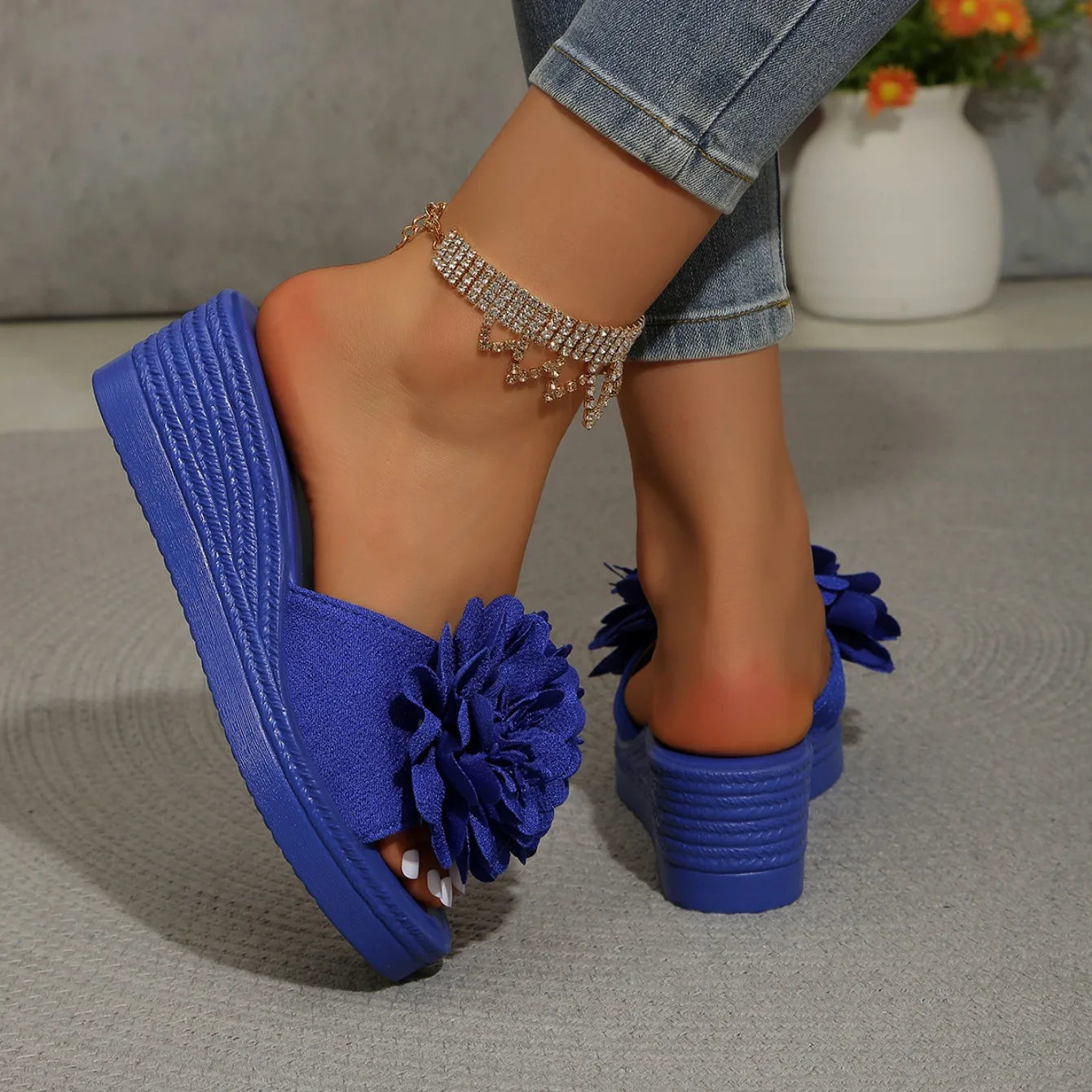 Summer Women Sandals Lightweight Slip on Shoes Women Platform Female Sandals Fashion Flower Hollow Wedge Beach Shoes for Women