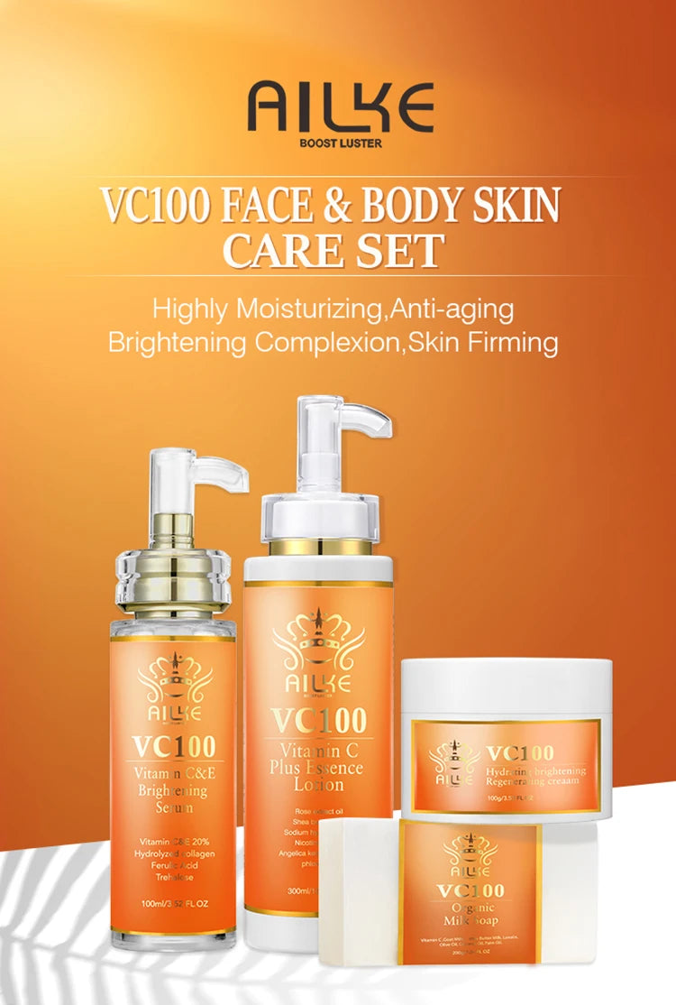 AILKE Vitamin C Whitening Kit For Women, Even Skin Tone, Clean Skin, Moisturizing, Anti Wrinkle & Aging, Glow Skin Set
