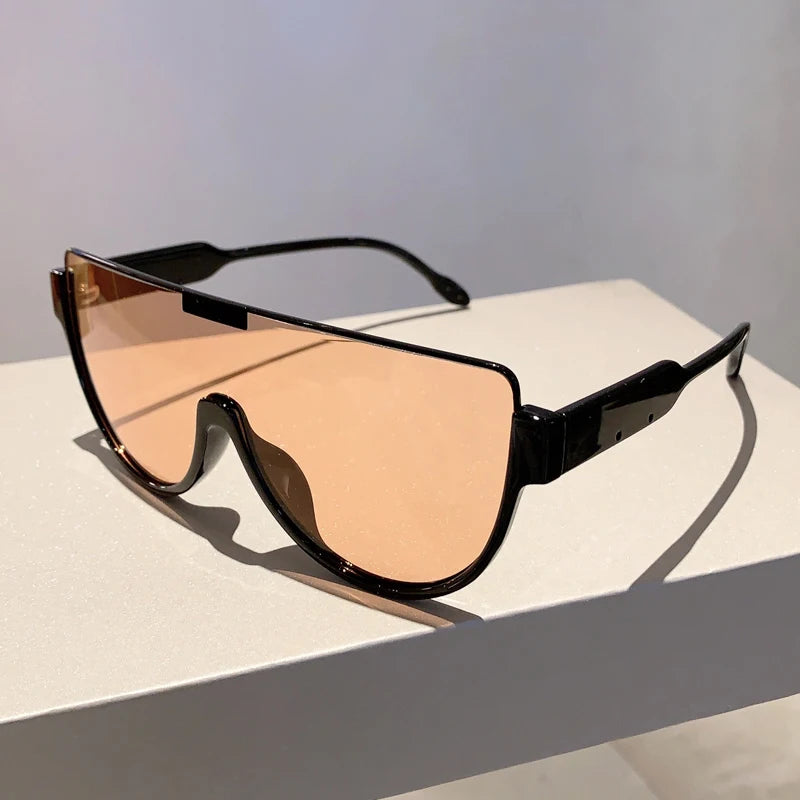 KAMMPT Vintage Semi-round Sunglasses Women Fashion Monoblock Outdoor Goggle Shades Ins Trending 2023 New Design UV400 Eyewear