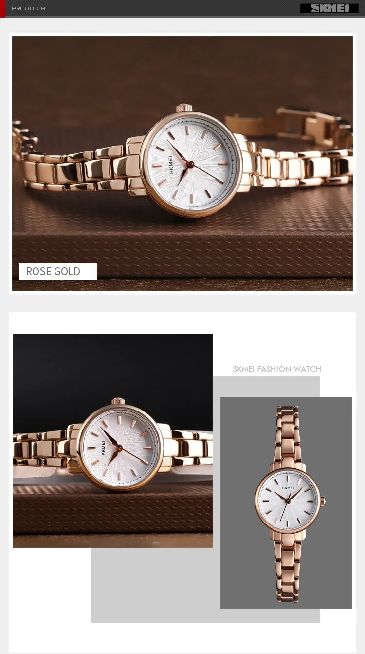 SKMEI 1410 Wrist Waterproof Stainless Steel Women Watches Luxury Montre Femme Quartz Watch Women Fashion Ladies Watches