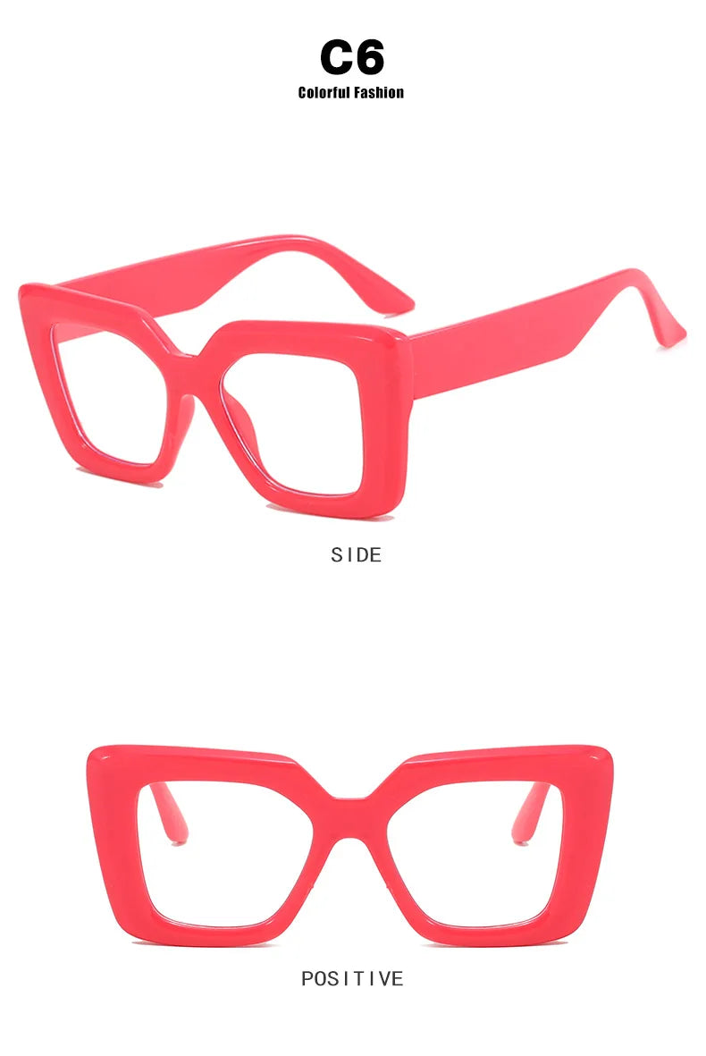 Retro Luxury Oversized Square Anti-Blue Light Glasses Women Men Optical Eyeglasses Trendy Computer Classic Glasses Ladies Lentes