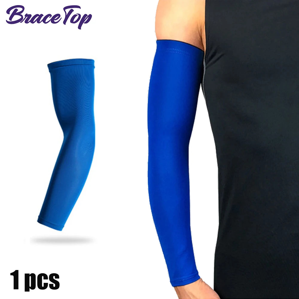 BraceTop 1 PC Sport Arm Compression Sleeve Basketball Cycling Arm Warmer Fitness Running UV Protection Volleyball Sunscreen Band