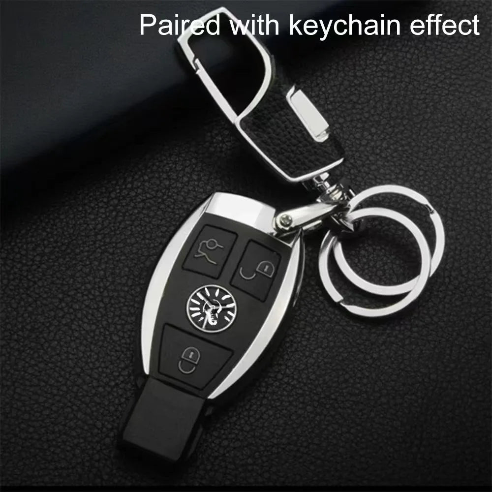Double-ring metal keychain, simple and stylish. Thick and substantial texture, anti-lost and portable, showcasing men's taste.
