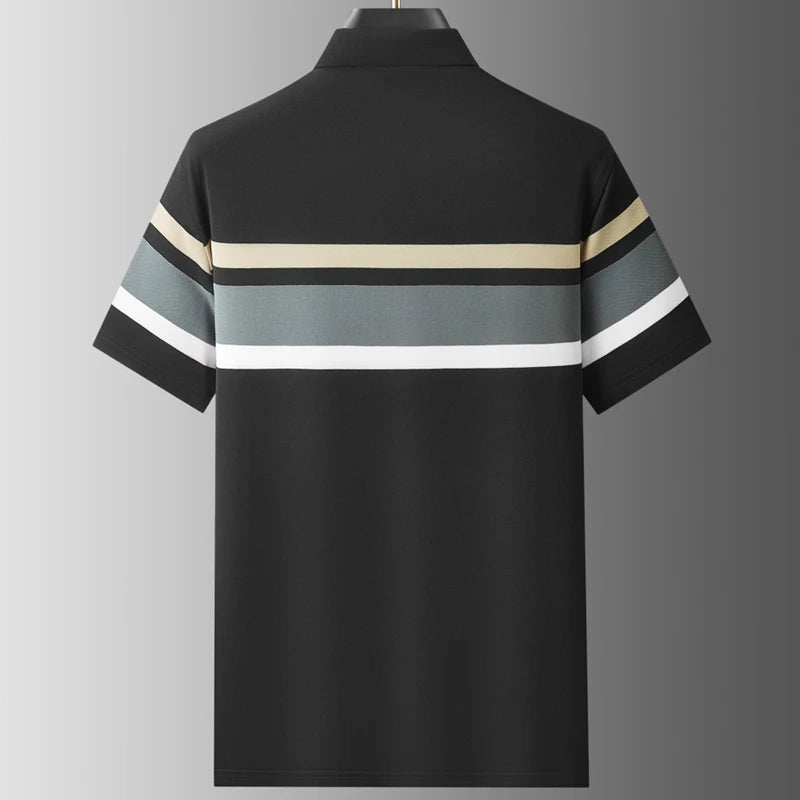 8XL 7XL 6XL 2025 New Summer High End Luxury Mens Polo Shirt Cotton Breathable Polos Homme Casual Loose Striped Shirts Men Tops