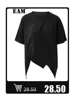 [EAM] Black Printed Back Zipper Sweatshirt New Round Neck Long Sleeve Women Big Size Fashion Tide Spring Autumn 2026 1DJ0624