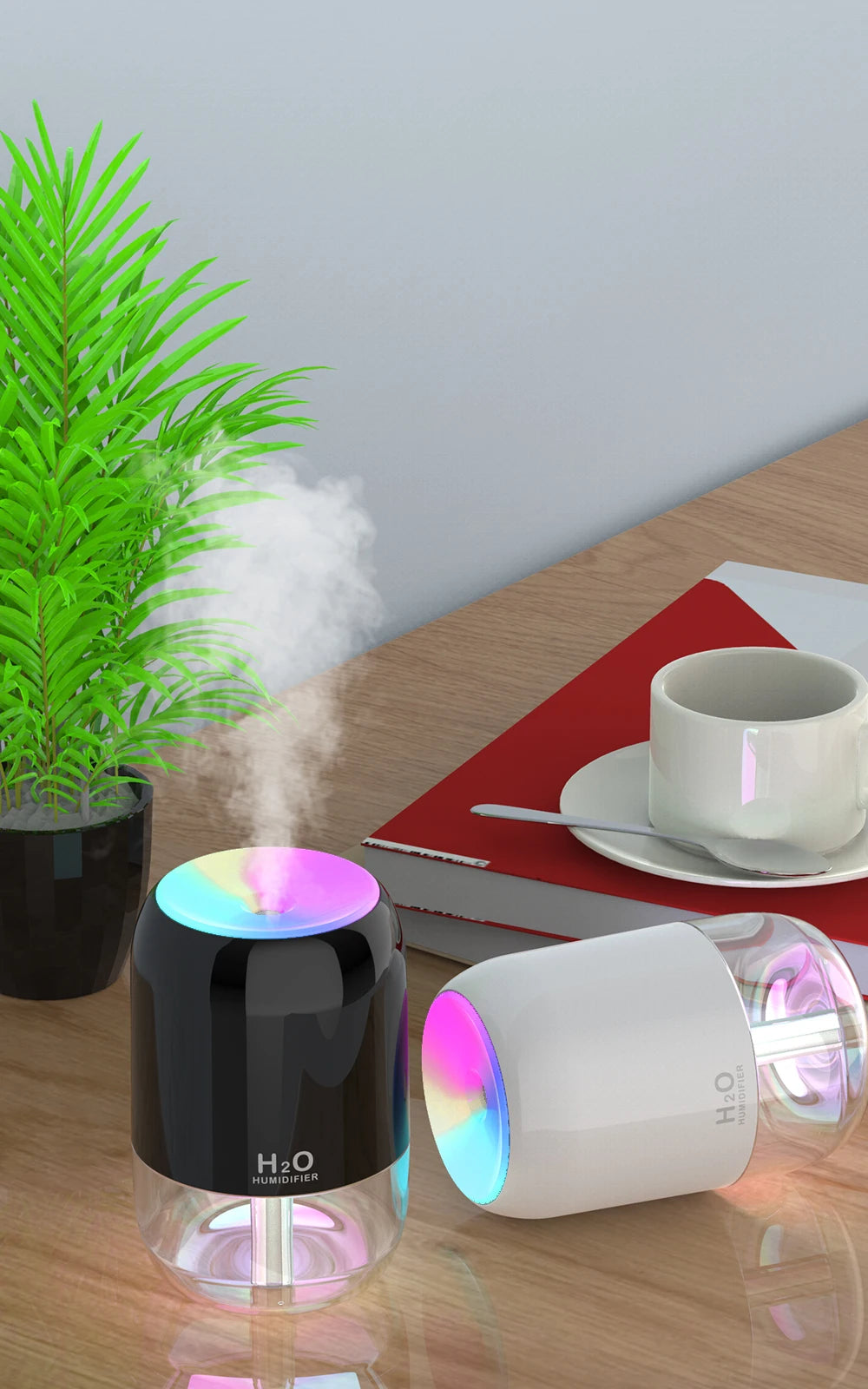 Colorful Cool Mist Mini Humidifier 300ml USB Personal Desktop Humidifiers for Car Office Home Travel, Auto Shut-Off 2 Mist Modes