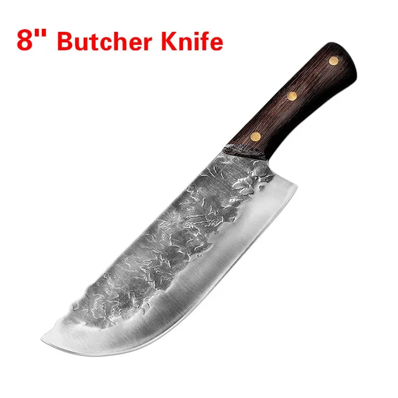 Wood Handle Kitchen Boning Knives Meat Cleaver Vegetable Bone Chop Butcher Knife Stainless Steel Professional Hand Forged Knives