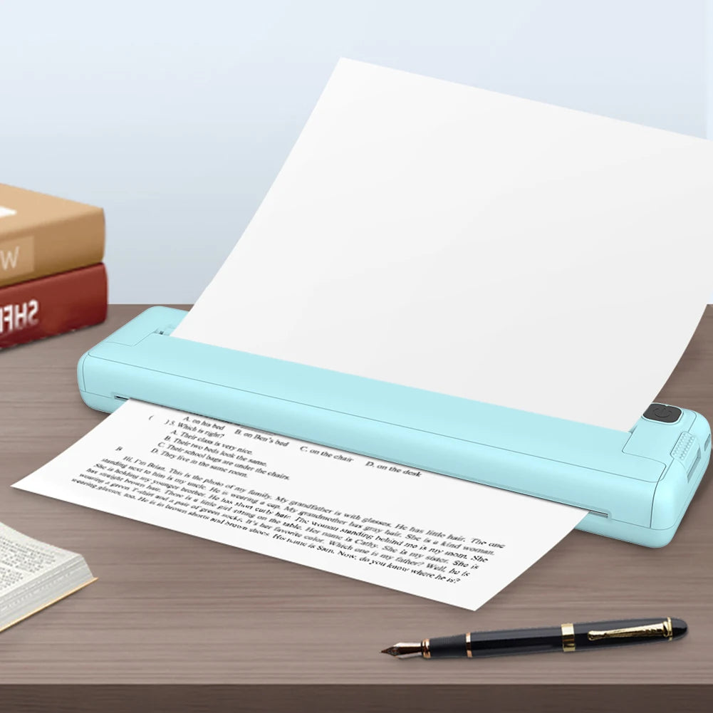 Portable Mini Thermal Printer Wireless Bluetooth A4 Paper Printer Built-in 1000mAh Battery Mini Pocket Printer for Journal Photo
