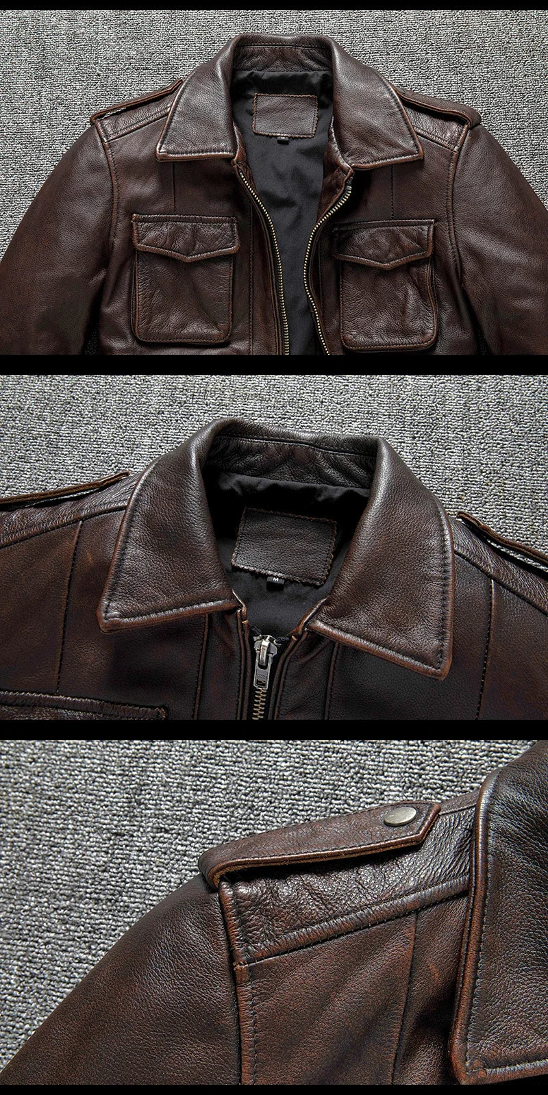 Heavy Industry M65 Hunting Cowhide Leather Jacket Men's Tooling Vintage Red Brown Genuine Leather Coats Plus Size