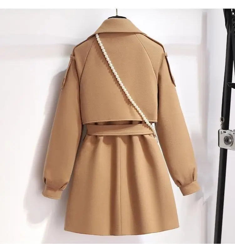 Femme Wool Jacket Women 2025 New Autumn Winter Coat Female Outerwear Short Windbreaker Long Sleeve Tops Black Overcoats
