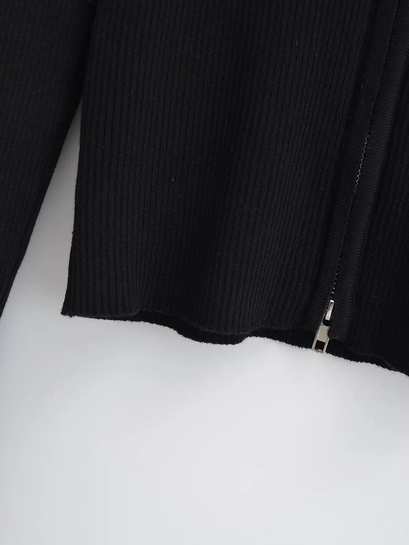 Slim Fit American Style Knitted Cardigan Women's Double Zipper Open Front Pure Desire Autumn Fashion Outerwear BM Style
