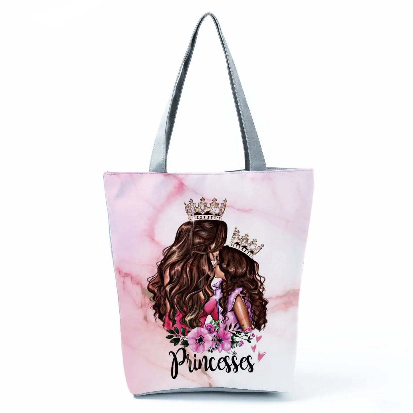 Golden Afro Woman Printed Handbags Pretty Fashion Shoulder Bag Eco Portable Shopping Bag High Capacity Beach Bag Practical Tote