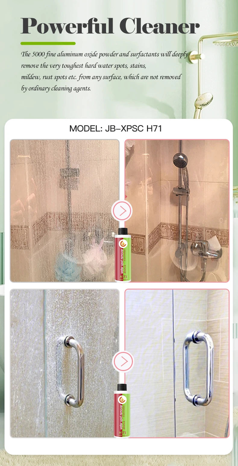 Bathroom Glass Cleaner Hard Water Spot Remover For Shower Door, Ceramic Tiles, Stainless Steel Powerful Descale JB-XPCS H71