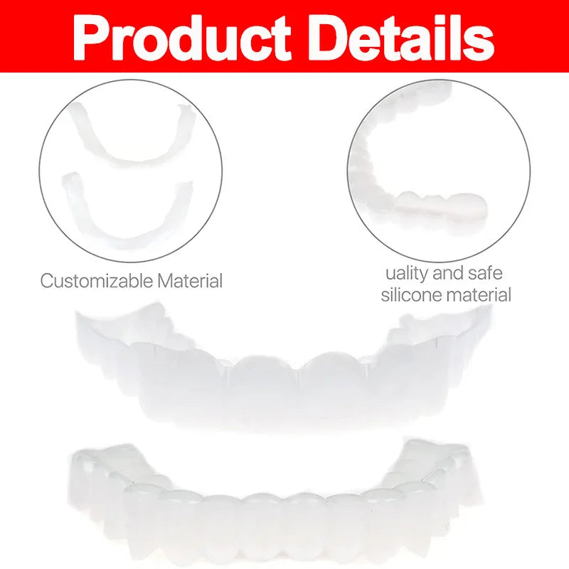 New Dental Perfect Fit Teeth Whitening Fake Tooth Cover Temporary Resin False Braces Snap On Smile Veneers