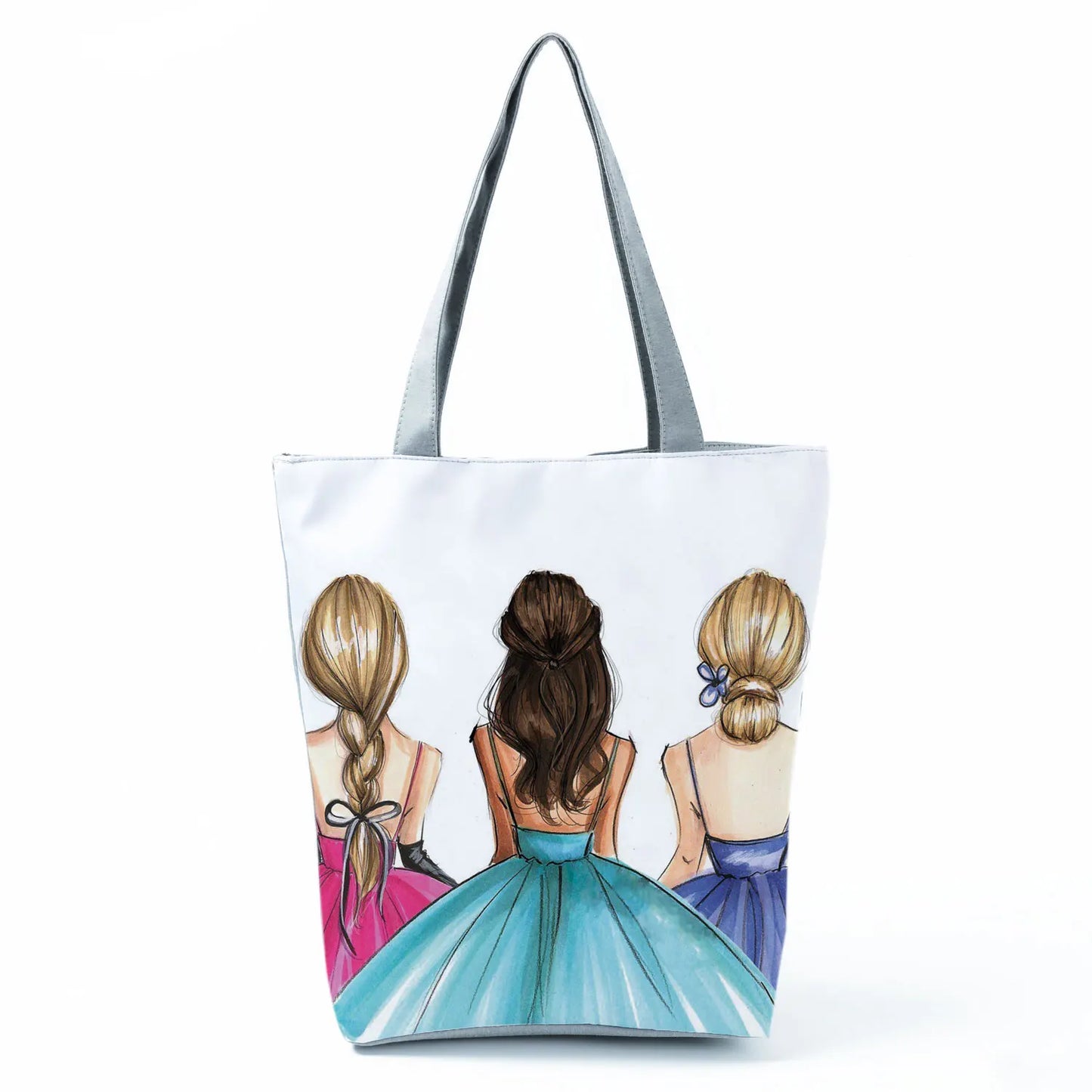 Golden Afro Woman Printed Handbags Pretty Fashion Shoulder Bag Eco Portable Shopping Bag High Capacity Beach Bag Practical Tote
