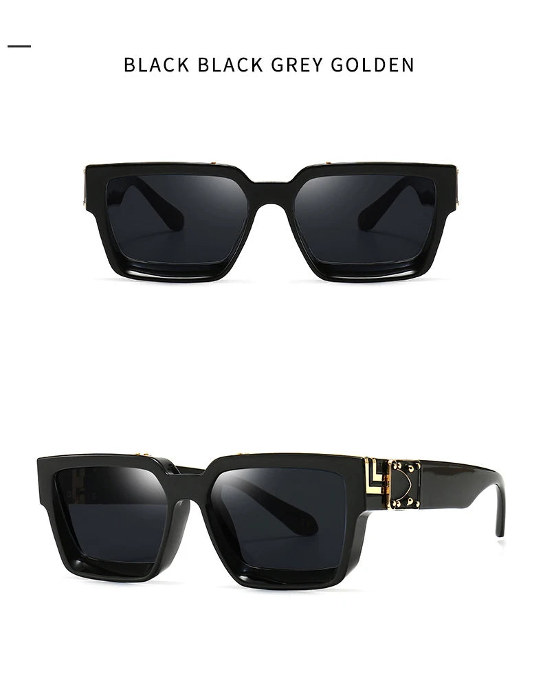 2024 Brand Rectangle Sunglasses Women Men Shades Retro Square Black Sun Glasses Eyewear Trendy Punk Eyeglasses For Male UV400