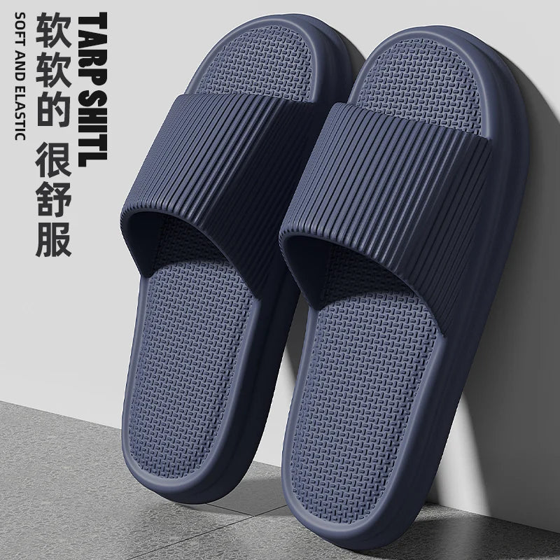 Plus Size 48-49 Summer Men Slippers Solid Color Flat Sole Home Slippers For Women Man Coupple Bath Beach Slides Shoes