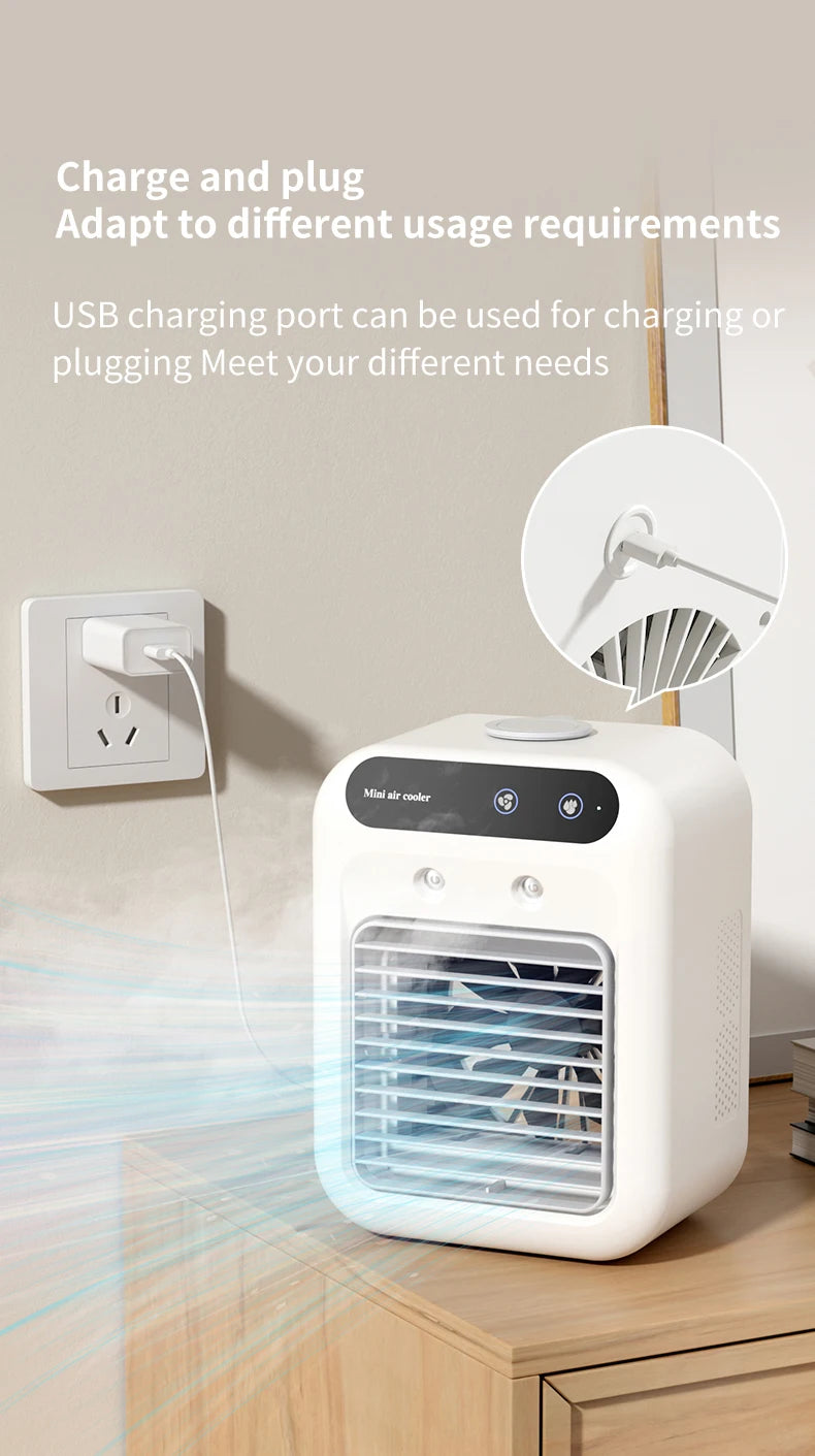 Desktop Air Cooler Personal Portable Fan with 2-Speeds Evaporative Air Cooler with 0.5L Water Tank Portable Cooler Fan for Home