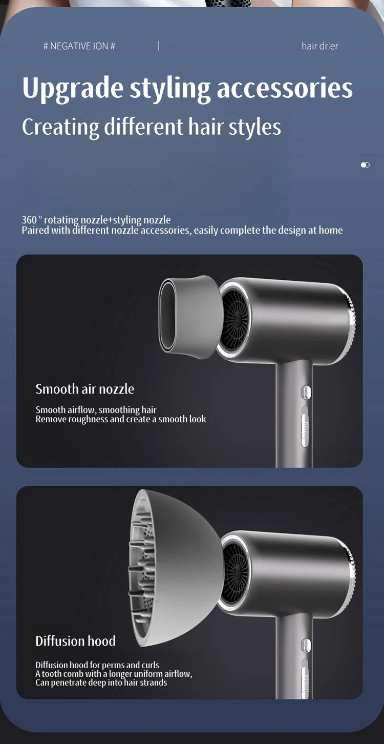 New 2400W High-Speed Hair Dryer With Blue Light Negative Ion Quick Drying And Silent Hair Care, Dedicated For Home Hair Salons