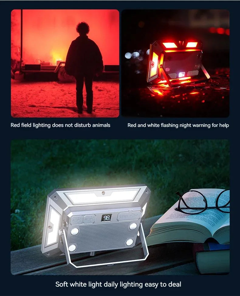 Camping Tent Light LED Rechargeable Searchlight High Power Outdoor Emergency Lighting Waterproof Portable Hanging Night Lamps