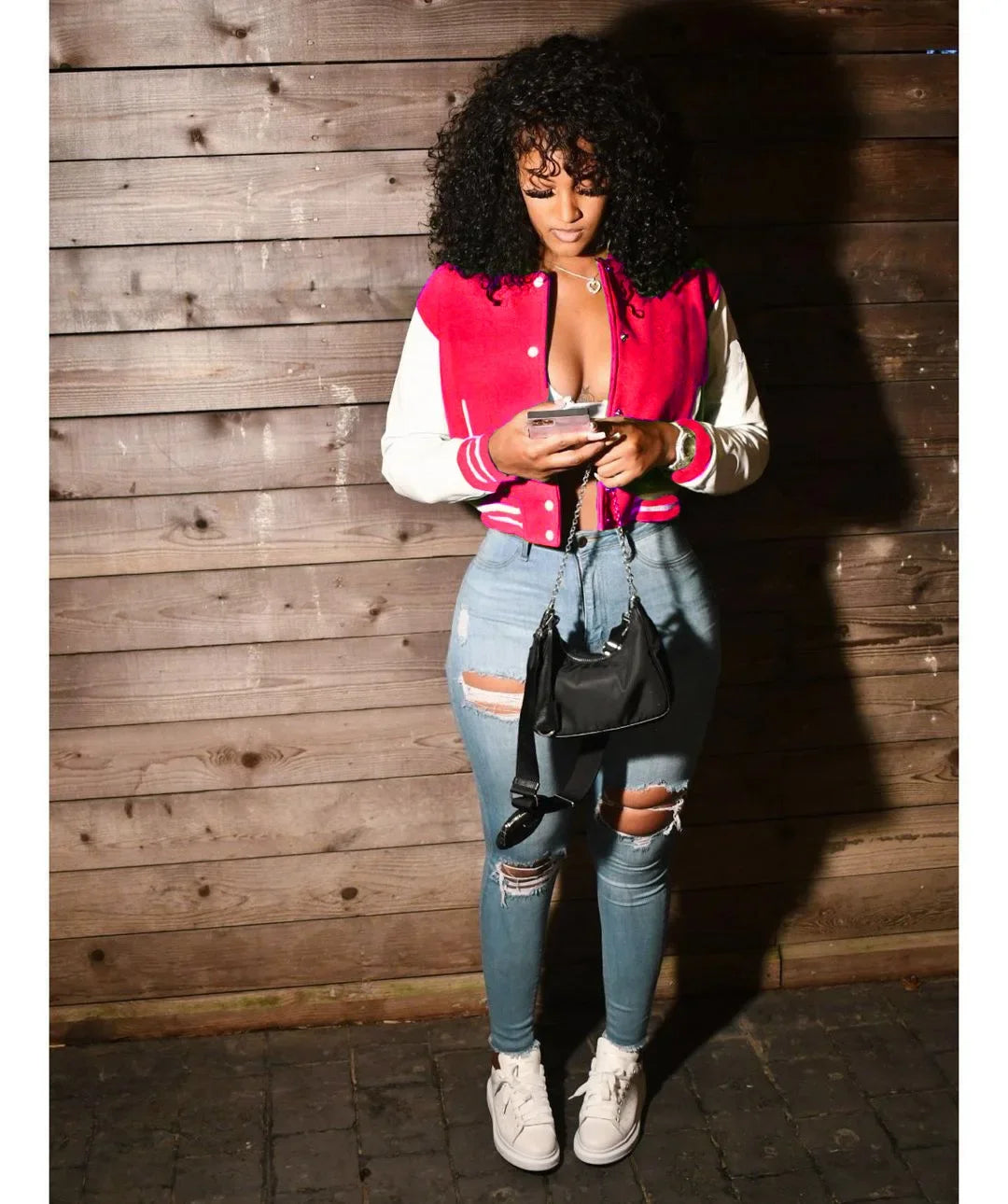 CM.YAYA 2024 Autumn Winter Patchwork Button Up Women Baseball Jackets Long Sleeve Elegant Sport Fashion Baseball Outcoat