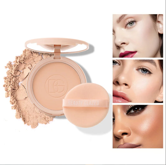 BEAUTY GLAZED Face Powder Oil Control Flawless Long Lasting Waterproof Lipstick Matte Setting Powder Face Makeup With Mirror
