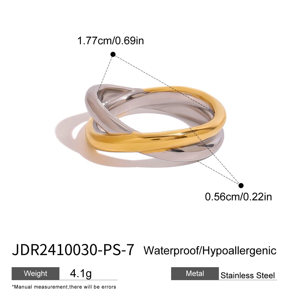 Uworld Classic Two tone Ring Line Wrapping Ring Stackable Ring Women's Jewelry Gift for Her